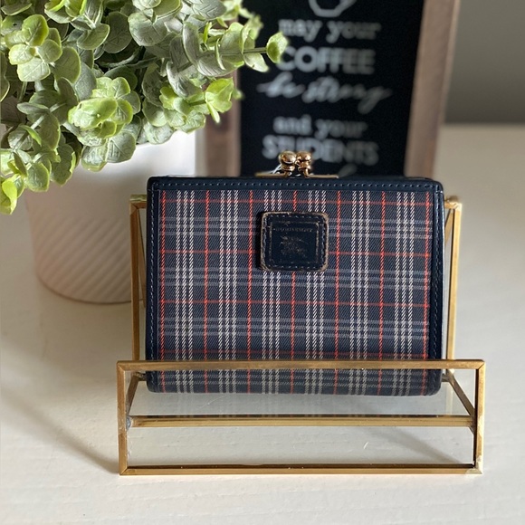 Burberry Handbags - Burberry Vintage Blue and Red Plaid Kiss lock Wallet EUC!